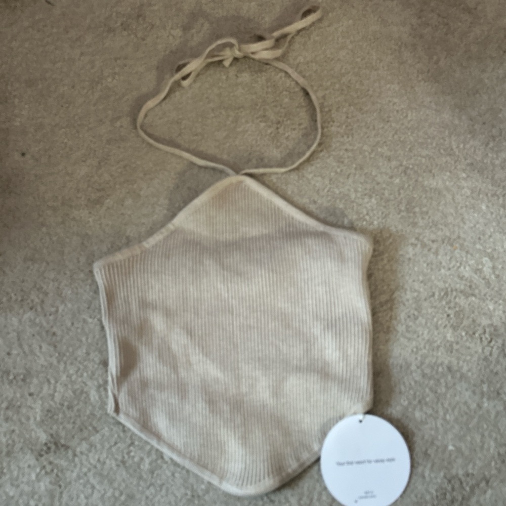 Beige Ribbed Baby Bib
